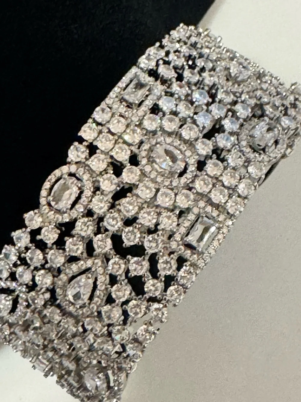 Sparkling Crystal Wide Cuff Bracelet for Wedding Special Occasions